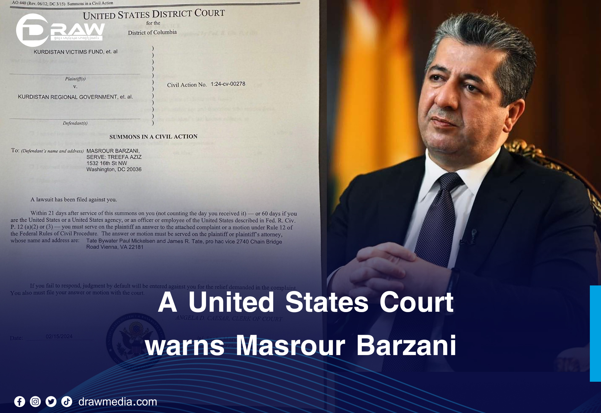 DrawMedia.net / A United States Court warns Masrour Barzani