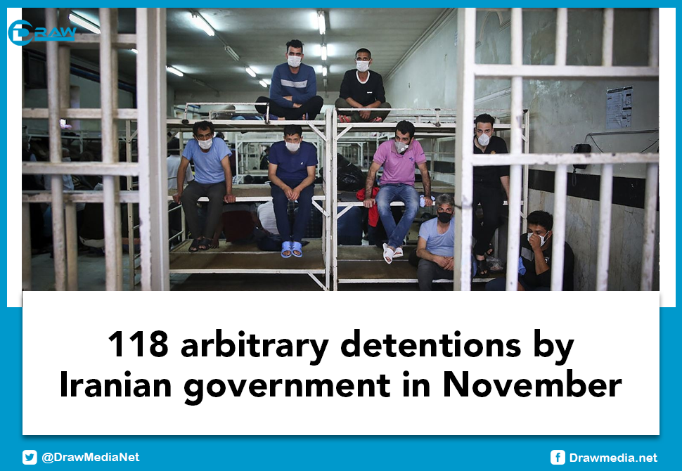 DrawMedia.net / 118 arbitrary detentions by Iranian government in November 