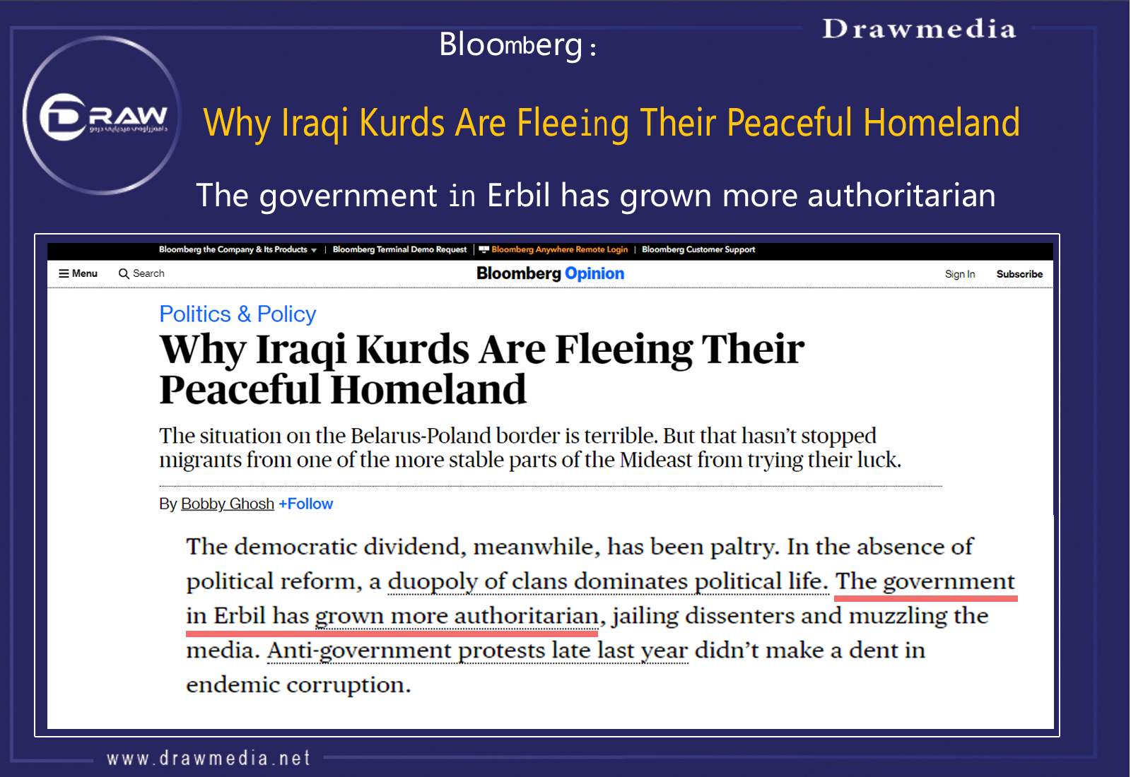 DrawMedia.net / Why Iraqi Kurds Are Fleeing Their Peaceful Homeland