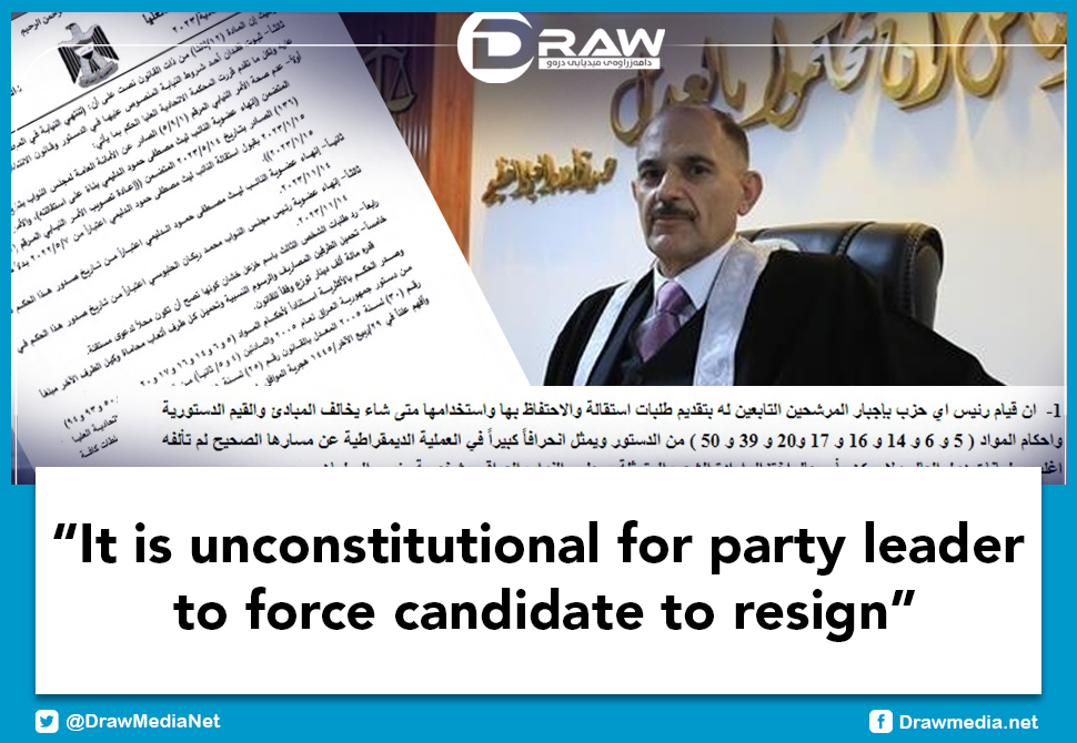 Draw Media- "It is unconstitutional for party leader to force candidate to resign"