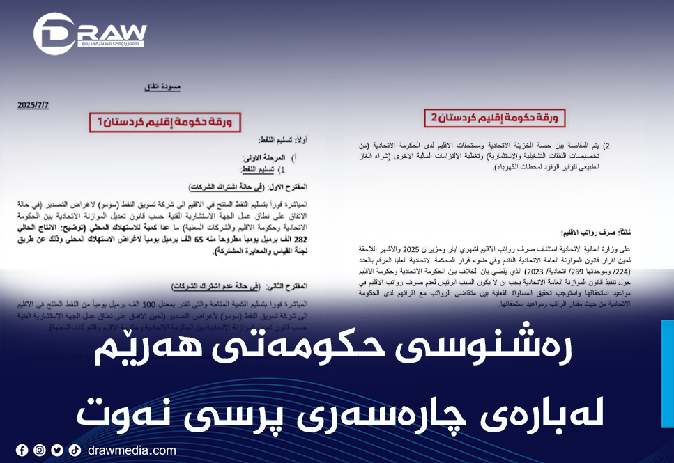 دەقی رەشنوسەكەی هەرێم لەبارەی نەوت و موچە