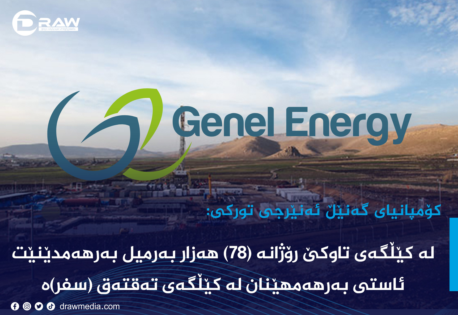 داهاتی كۆمپانیای گه‌نێڵ ئەنێرجی تورکی (74) ملیۆن دۆلار بووە