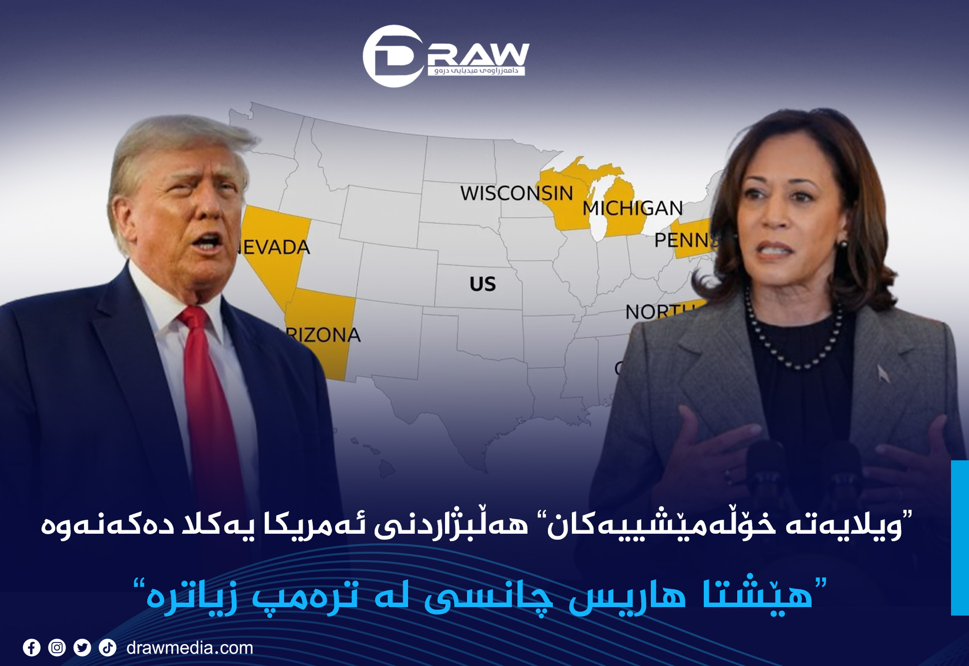  “ویلایەتە خۆڵەمێشییەکان” هەڵبژاردنی ئەمریکا یەکلا دەکەنەوە