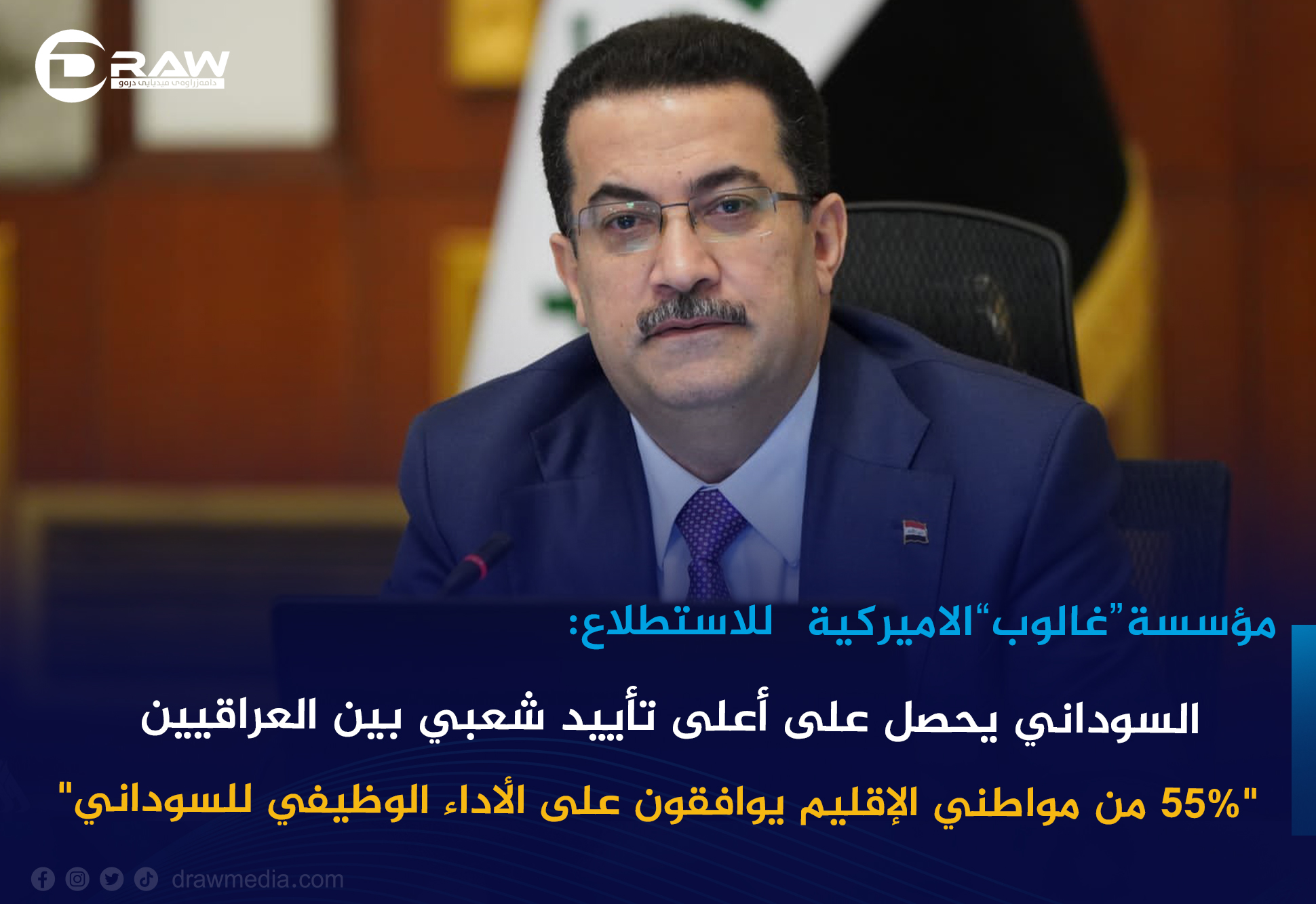  55% من مواطني الإقليم يوافقون على الأداء الوظيفي للسوداني