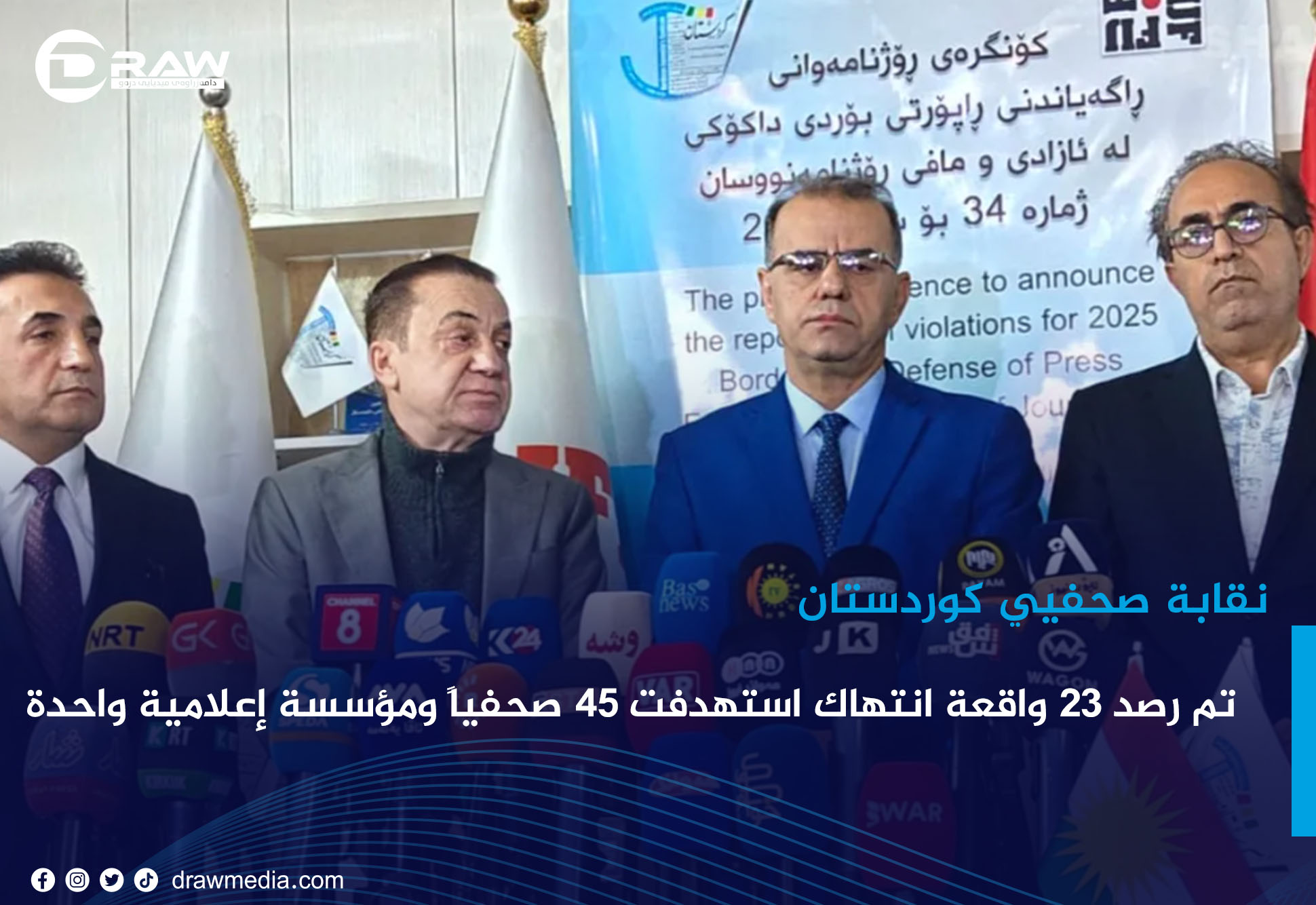 تم رصد 23 واقعة انتهاك استهدفت 45 صحفياً ومؤسسة إعلامية واحدة