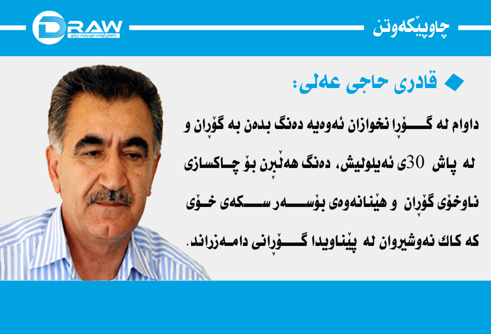 قادری حاجی عەلی داوا لە هاوڵاتیانی كوردستان دەكات دەنگ بدەن بە گۆڕان