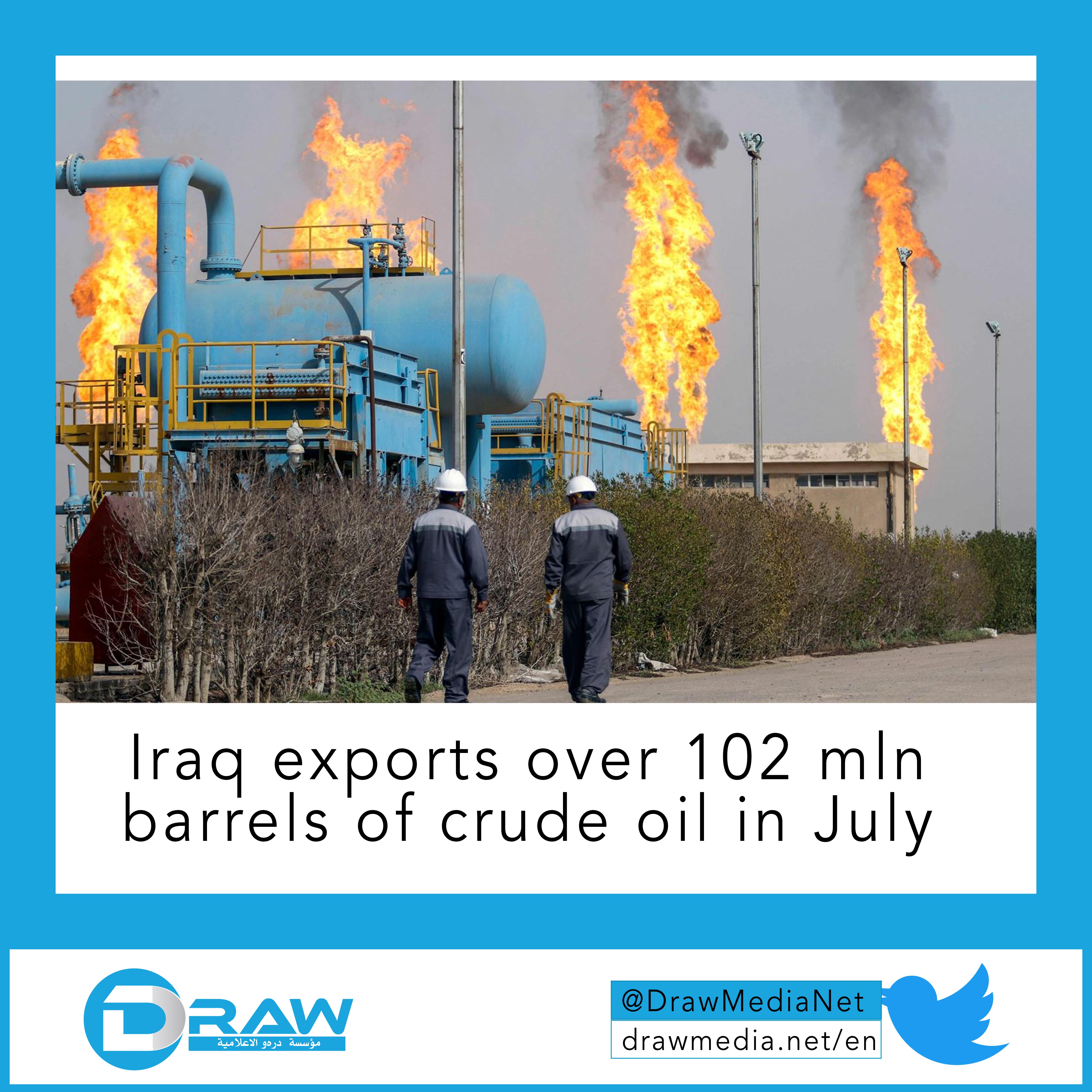 Iraq exports over 102 mln barrels of crude oil in July