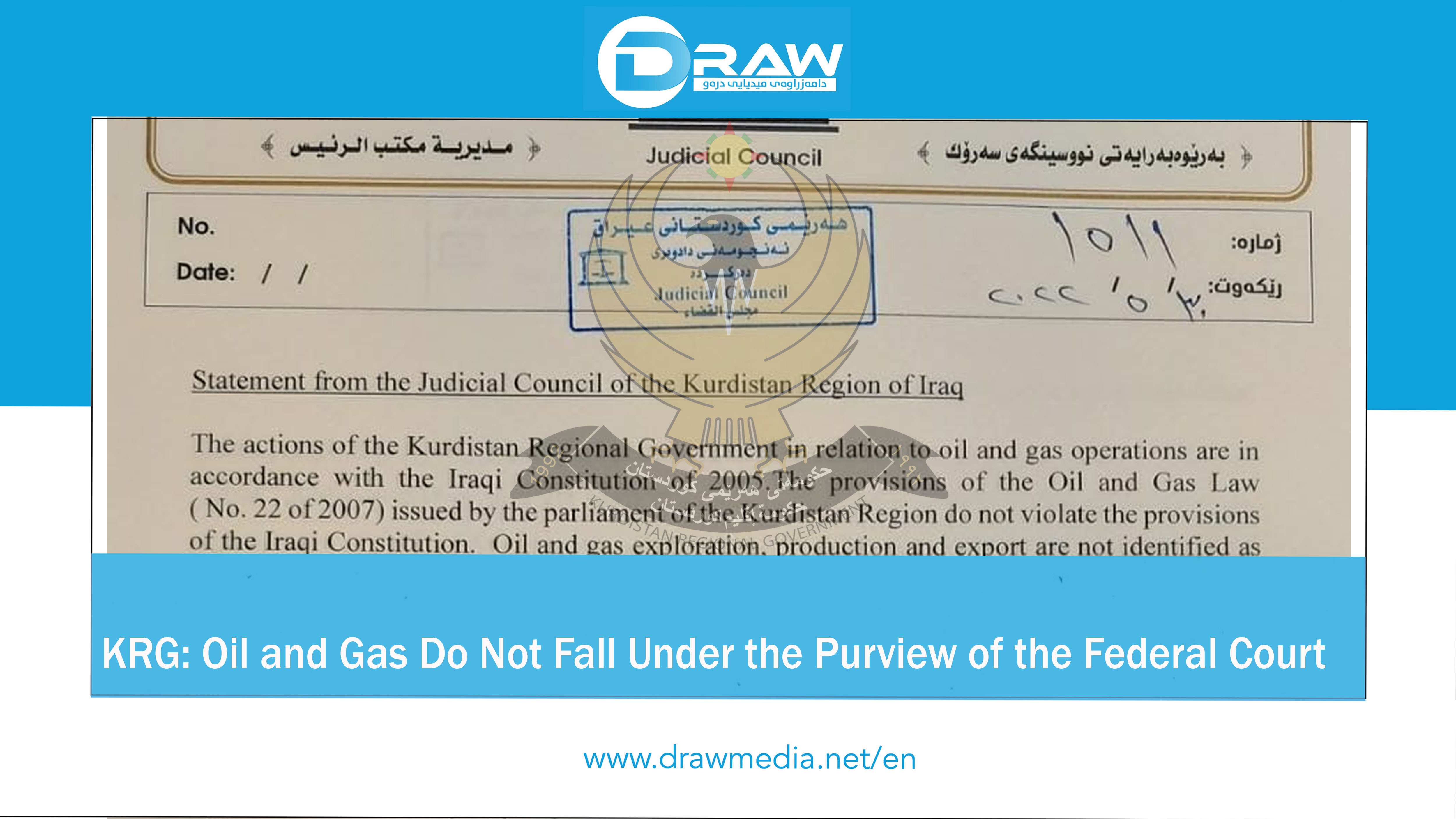 KRG: Oil and Gas Do Not Fall Under the Purview of the Federal Court