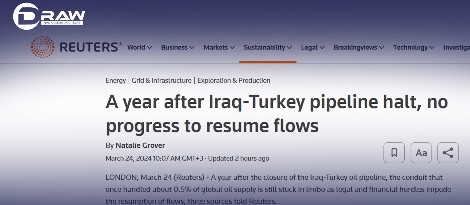 A year after Iraq-Turkey pipeline halt, no progress to resume flows
