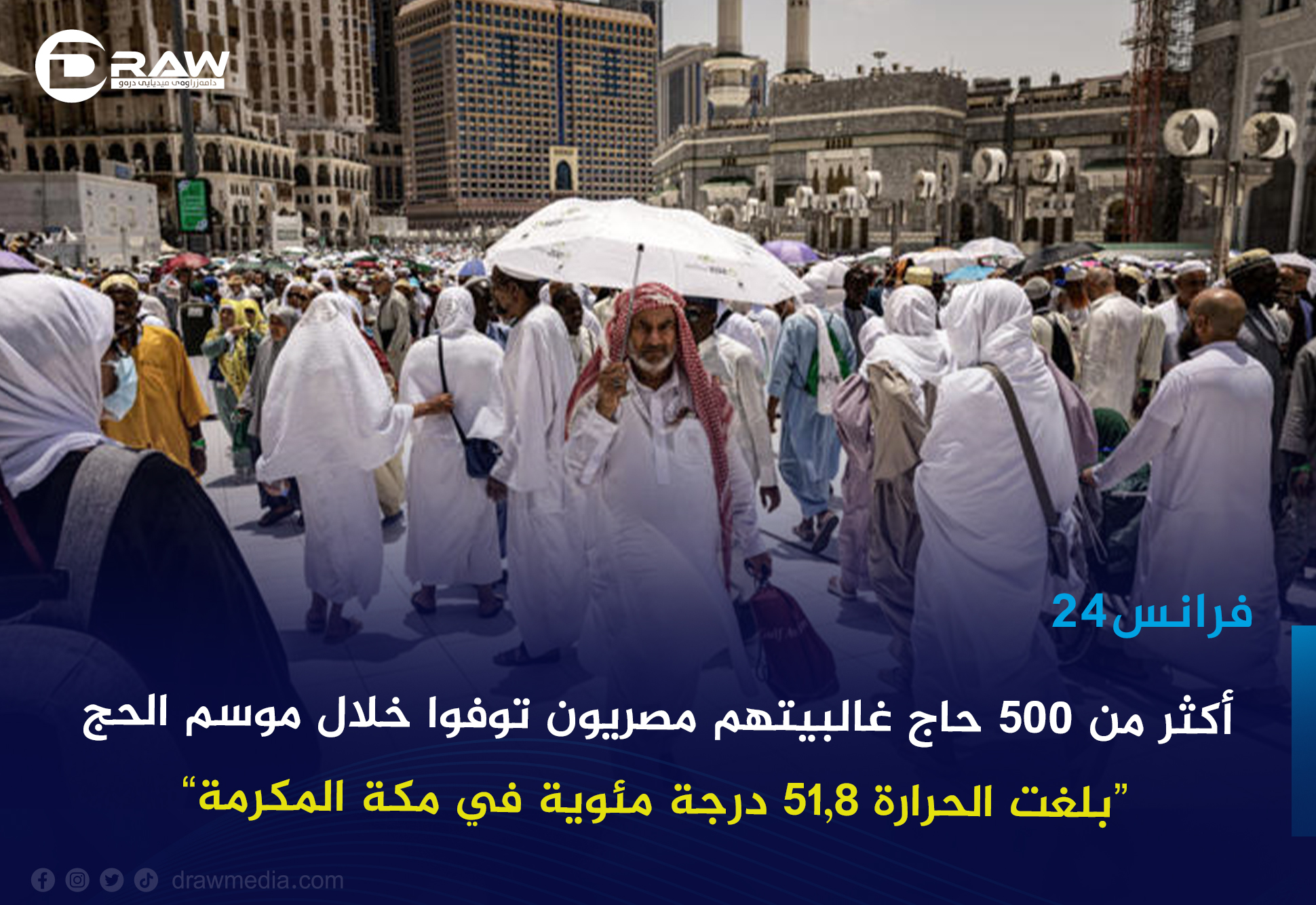 أكثر من 500 حاج غالبيتهم مصريون توفوا خلال موسم الحج بمكة بسبب الحر