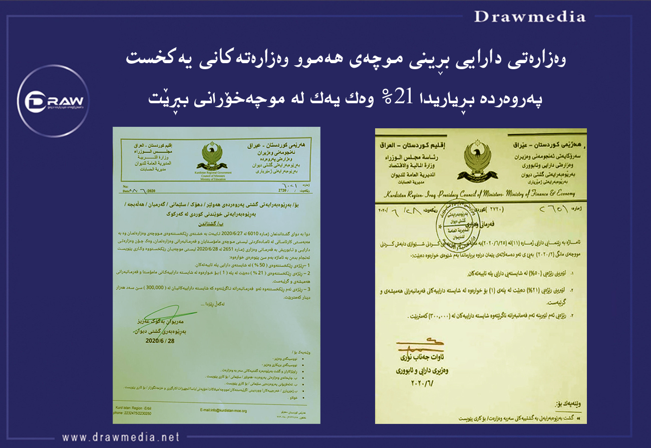 وەزارەتی دارایی داوای یەكخستنی بڕینی موچەی دەكات