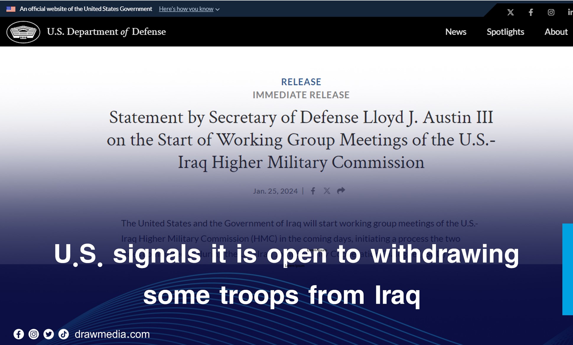 U.S. signals it is open to withdrawing some troops from Iraq